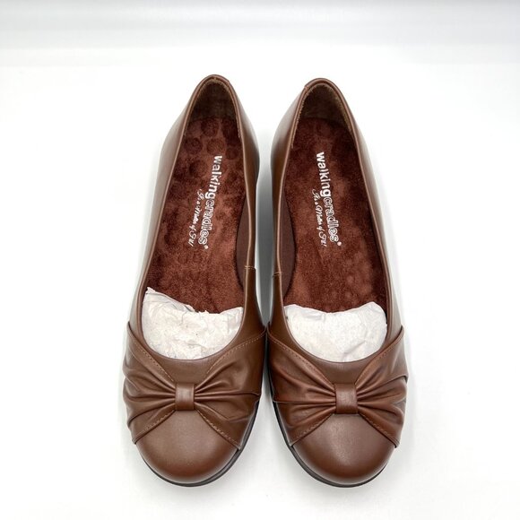 6.5 W 6.5 WIDE WIDTH Walking Cradles Brown Leather Flats Shoes - Picture 3 of 13
